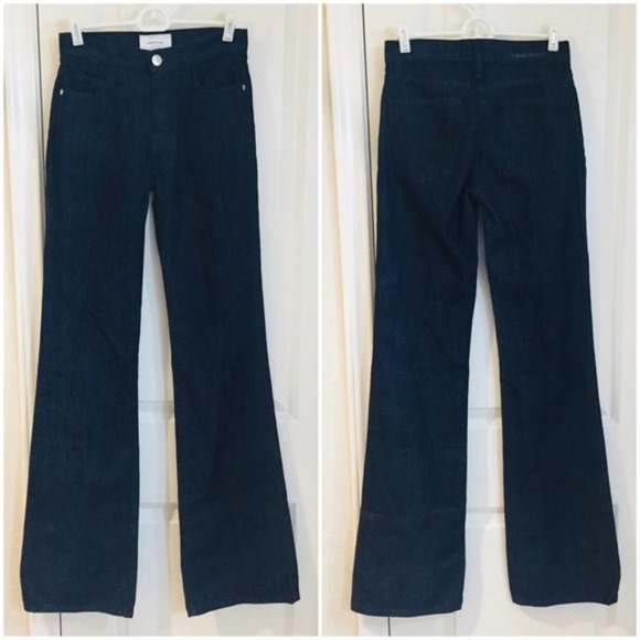 CURRENT/ELLIOTT High Waist Tall Jarvis Dark Blue Jeans 24 Trouser Flare NEW - Picture 3 of 9